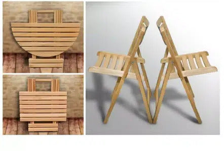 2 Chairs 1 Table Set (Wooden Folding)