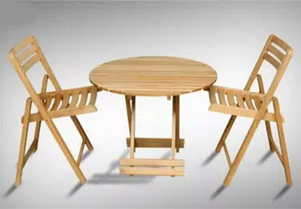 2 Chairs 1 Table Set (Wooden Folding)